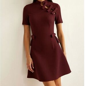 Commense Burgundy Cutout Mini Dress